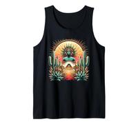 Aztec Warrior Mask Tribal Art Mexican Heritage Aztec Symbols Tank Top