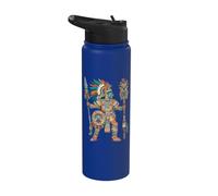 Aztec Warrior Mexican Codex Art Mesoamerican Tribal Azteca Stainless Steel Insulated Water Bottle