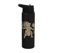 Aztec Warrior Mexican Codex Art Mesoamerican Tribal Azteca Stainless Steel Insulated Water Bottle