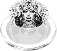 Aztec Warrior Queen Blackwork Tattoo Flash PopSockets PopGrip for MagSafe