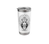 Aztec Warrior Queen Blackwork Tattoo Flash Stainless Steel Insulated Tumbler