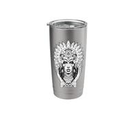 Aztec Warrior Queen Blackwork Tattoo Flash Stainless Steel Insulated Tumbler