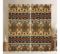 Aztec Western Window Curtains 46 x 54 Inch 2 Panel Sets - Southwestern Native Tribe Aztec Blackout Curtains Brown Boho Diamond Triangle Window Treatments Drapes Tribal Navajo Style for Bedroom