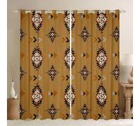 Aztec Window Curtains 46 x 54 Inch 2 Panel Sets - Bohemian Abstract Aztec Western Blackout Curtains Ethnic Southwest Geometric Stripes Window Treatments Drapes Geometric Diamond Triangle Boho