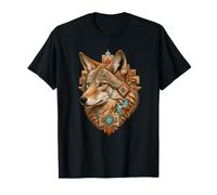 Aztec Wolf Coyote Spirit Tribal Geometric Totem T-Shirt