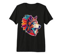 Aztec Wolf Maya Mexican Feathered Mayan Indigenous Azteca Premium T-Shirt