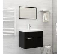 aztec wooden 2 piece bathroom furniture set in black