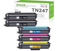 Aztech TN247 Toner Cartridges Compatible for Brother MFC L3750cdw TN-243CMYK TN243 DCP-L3550CDW MFC-L3750CDW MFC-L3770CDW HL-L3210CW MFC-L3710CW DCP-L3510CDW (Black Cyan Yellow Magenta, 5 Pack)