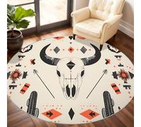 Aztecs Round Rug 150cm, Retro Ethnic Circle Rug, Southwestern Indigenous Peoples Area Rugs, Washable Circle Carpet for Living Room Bedroom Dining Room Under Furniture