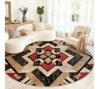 Aztecs Round Rug 150cm, Southwest Tribes Circle Rugs, Aboriginal People Rug, Non Slip Circle Carpet for Dining Living Room Bathroom Under the Sofa
