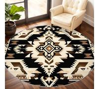 Aztecs Round Rugs for Living Room, Aboriginal People Rug 90cm, Southwest Tribes Circle Carpet, Washable Round Rugs for Bedroom Dining Room Hallway Under the Bed