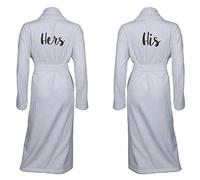 aztex 100% Cotton Set of 2 His and Her Robes, 450gsm, Cotton, Wedding Gift, White