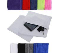 aztex Deluxe Cotton Gym Towel with Zipped Pocket, 30cm x 90cm, White