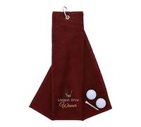 aztex Funny Trifold Golf Towel Golf Gift for Men, Carabiner Clip for Golf Bags, Golf Present, Longest Drive, Wine