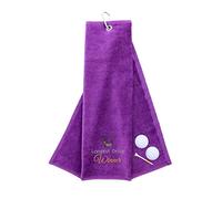 aztex Funny Trifold Golf Towel Golf Gift for Men, Carabiner Clip for Golf Bags, Golf Present, Longest Drive, Purple