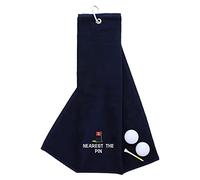 aztex Funny Trifold Golf Towel Golf Gift for Men, Carabiner Clip for Golf Bags, Golf Present, Nearest The Pin, Navy