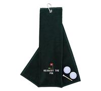 aztex Funny Trifold Golf Towel Golf Gift for Men, Carabiner Clip for Golf Bags, Golf Present, Nearest The Pin, Forest