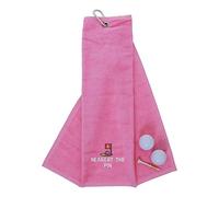 aztex Funny Trifold Golf Towel Golf Gift for Men, Carabiner Clip for Golf Bags, Golf Present, Nearest The Pin, Pink