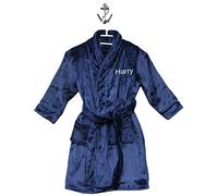 aztex Personalised Children's Super Soft Robes, Age 8, Navy Blue