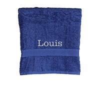 aztex Personalised Combed Cotton Towels, 100% Cotton - Bath Towel, Navy Blue