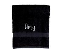 aztex Personalised Combed Cotton Towels, 100% Cotton - Hand Towel, Black