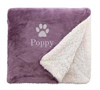 aztex Personalised Dog Bed Sherpa Blanket/Throw, 140cm x 180cm, Sherpa Lavender