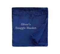 aztex Personalised Fleece Blanket/Throw, Customised with a name or message of your choice, Shimmering Navy Blue