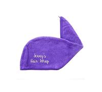 aztex Personalised Luxury Hair Turban Towel, Head Wrap Towel, Hair Drying Towel with Loop and Button Fastener, Luxury Absorbent and Lightweight Cotton, Multiple Colours, 64 x 23cm - Purple