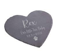 aztex Personalised Pet Memorial Slate Heart, 27 x 25cm, Natural Slate