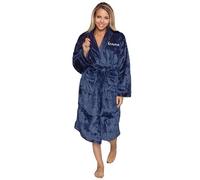 aztex Personalised So Soft Bathrobe, Small/Medium, Navy Blue