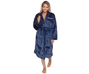 aztex Personalised So Soft Bathrobe, Small/Medium, Navy Blue