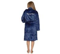 aztex Personalised So Soft Fleece Dressing Gowns (Back of Robe) - Navy, S/M
