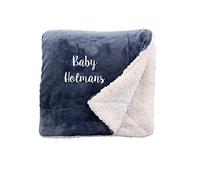 aztex Personalised Soft and Fluffy Sherpa Style Fleece Blanket, Bed Throw, Reversible, 70cm x 110cm in Slate with a Cream Reverse