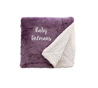 aztex Personalised Soft and Fluffy Sherpa Style Fleece Blanket, Bed Throw, Reversible, 70cm x 110cm in Lavender with a Cream Reverse