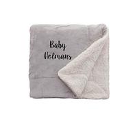 aztex Personalised Soft and Fluffy Sherpa Style Fleece Blanket, Bed Throw, Reversible, 70cm x 110cm in Taupe with a Cream Reverse