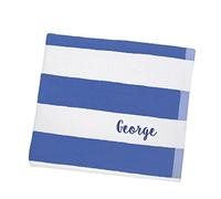 aztex Personalised Striped Cotton Pool Towel, 75 x 140cm, pool towel, hot tub towel, beach towel, Dark Blue