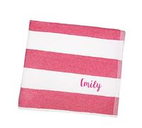 aztex Personalised Striped Cotton Pool Towel, 75 x 140cm, pool towel, hot tub towel, beach towel, Pink