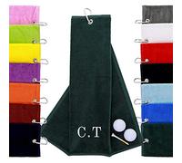 aztex Personalised Tri-Fold Golf Towel, 550gsm, Forest Green