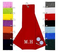 aztex Personalised Tri-Fold Golf Towel, 550gsm, Red