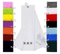 aztex Personalised Tri-Fold Golf Towel, 550gsm, White