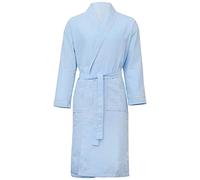 aztex Polycotton Shawl Collar Waffle Dressing Gown (Light Blue and White, M)
