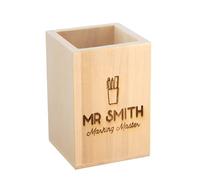 aztex Rustic Pen Pot - Personalised Marking Master Teacher Wooden Pen Pot - White