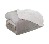 aztex Soft and Fluffy Sherpa Style Fleece Blanket, Bed Throw, Reversible, 140cm x 180cm in Taupe with a Cream Reverse