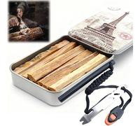 Azttior Fire Steel Outdoor Survival Kit, Metal Box Flint Survival Equipment with Magnesium Fire Starter, Kienchip Tinder Sticks, Multitool Scraper, Paracord - Firestarter Flint for Camping Hiking