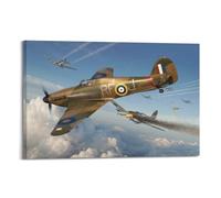 AZTU WW2 Vintage Military Aircraft Poster Hawker Hurricane Mk.I Fighter Plane Decorative Canvas Family Bedroom Artwork Picture Painting 08x12inch(20x30cm)