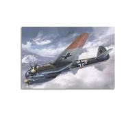 AZTU WWII Vintage Military Aircraft Poster Junkers Ju 88A-5 Bombing Plane Decorative Canvas Family Bedroom Artwork Picture Painting 12x18inch(30x45cm)