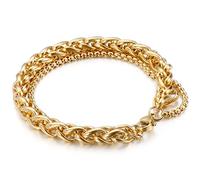 Azubpi Elegant 8mm Double Cuban Links Bracelet for Men - Gold/Silver/Glossy Black Polished Stainless Steel Bracelet | Simple Daily Wear Jewelry for Men Dad Boyfriend Husband, 21cm, Sterling Silver