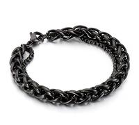 Azubpi Elegant 8mm Double Cuban Links Bracelet for Men - Gold/Silver/Glossy Black Polished Stainless Steel Bracelet | Simple Daily Wear Jewelry for Men Dad Boyfriend Husband, 21cm, Sterling Silver