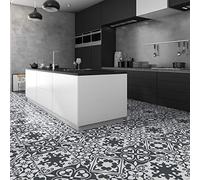 Azulejos Cement Tile Floor Sticker with Plastic Protective Laminate | Water-Resistant Adhesive Floor Stickers - 40 x 40 cm - Pack of 1