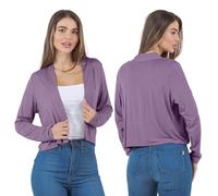 Azules Cropped Cardigan for Women - Open Front Drape, Lightweight Cardigan Jacket Sweater - Long Sleeves Women's Cardigans, Silver Sand, 1X